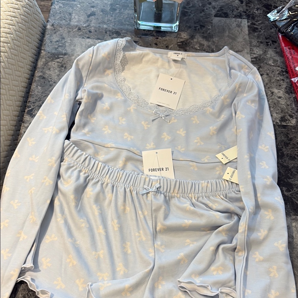 Forever 21 Blue Pajama Set Intimates & Sleepwear